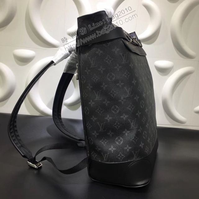 LV包 lv男包 M44052 路易威登Steamer手袋 lv黑花配皮男背包  ydh3388